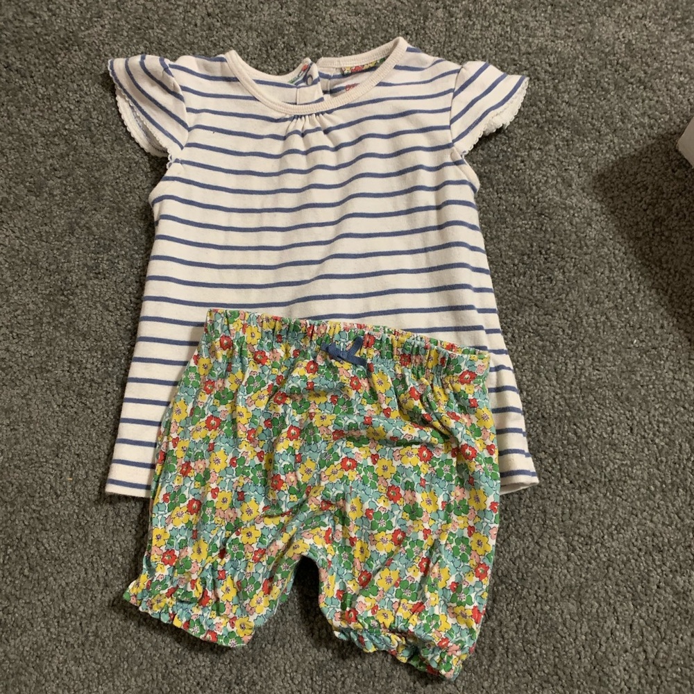 Baby Boden floral stripe bloomer set 24m